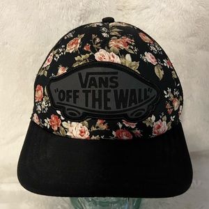 Women’s floral vans, baseball hat. Some make up, staining, still in great cond